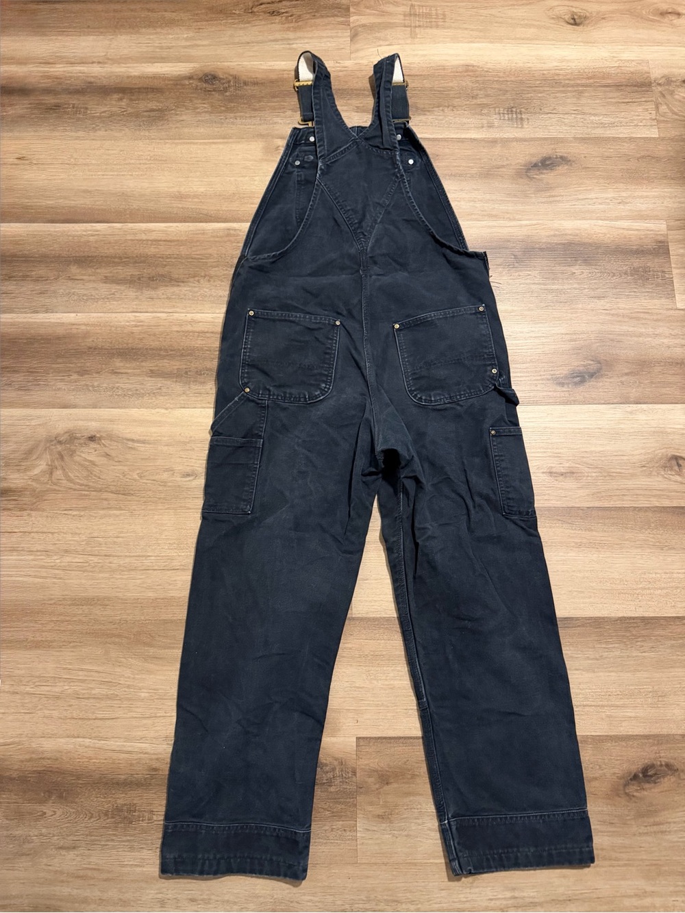 Carhartt Double Knee Unlined Duck Bib Overall Mens 34x32 Black Canvas 102776-001 - Picture 2 of 8